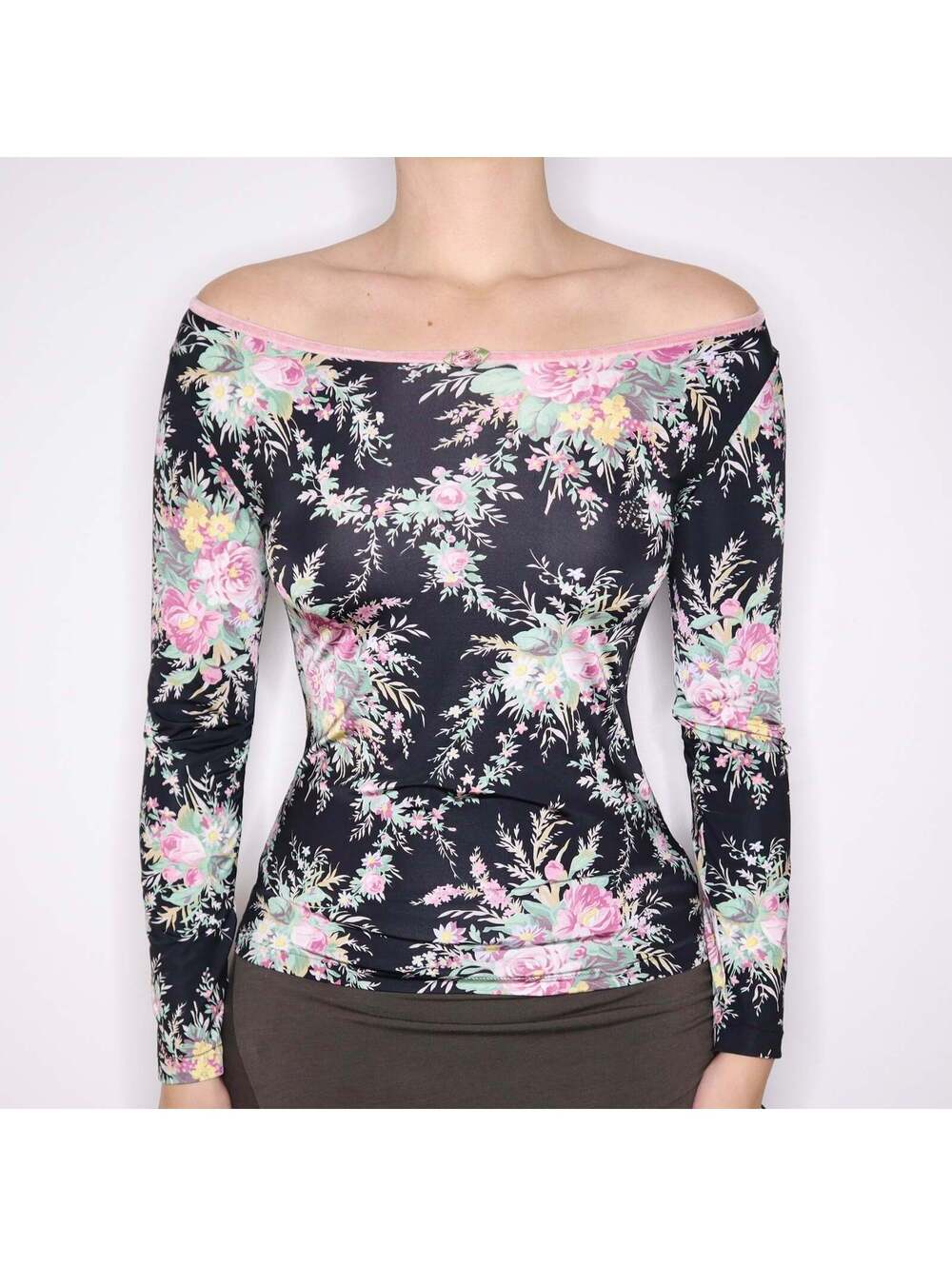 Y2K BLUMARINE Floral Boat Neck Top (L)